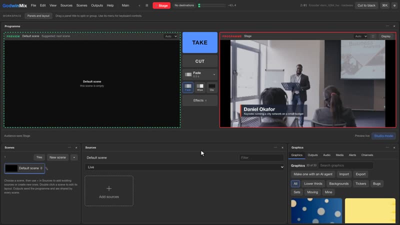 An AI agent built four scenes and put the speaker's name up from one request.